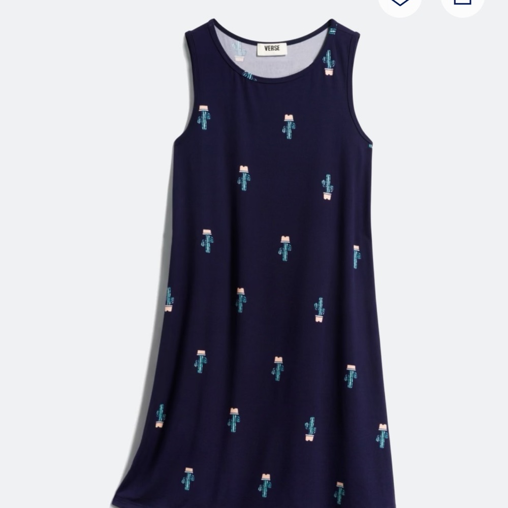 Vesa Navy Cactus Pattern Kids Dress